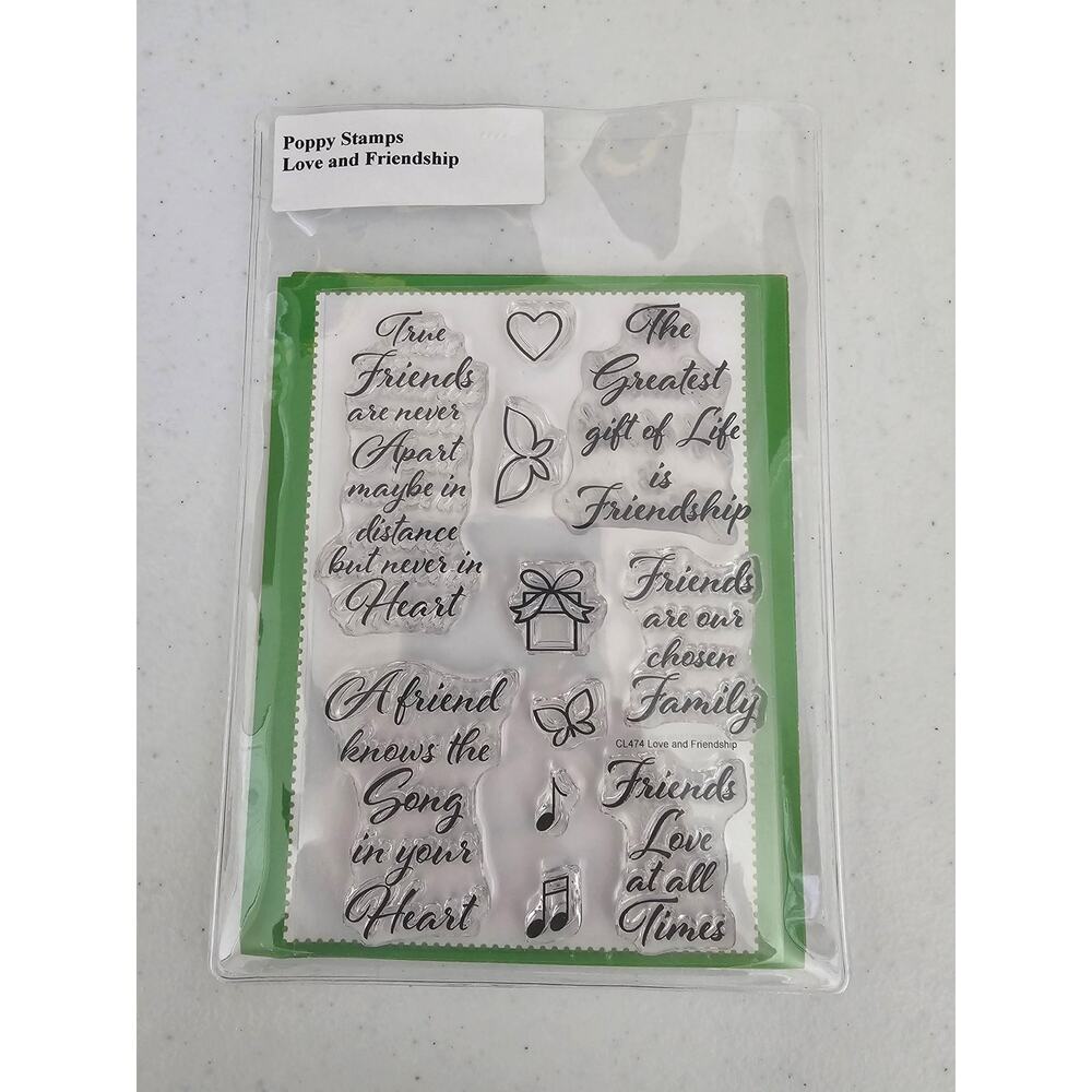 Poppy Stamps Love and Friendship Clear Rubber Stamp Set